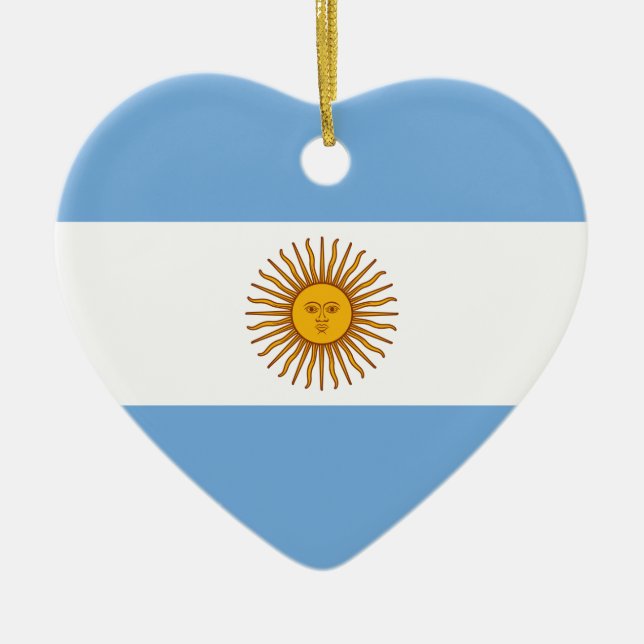 Golden Sun Argentina Flag Heart Shape Decoration (Front)