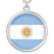 Golden Sun Argentina Flag Silver Plated Necklace at Zazzle