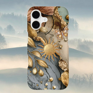 Golden Sun & Fall Flowers iPhone 17 Case