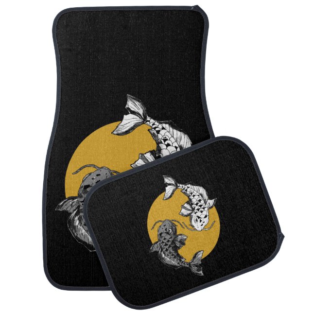Golden Sun Koi Carps Car Floor Mat (Set)