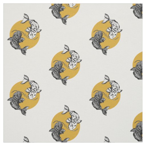 Golden Sun Koi Carps Pattern Fabric