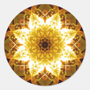 Golden Sun Mandala Classic Round Sticker