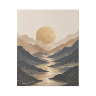 Golden Sun Mountain Valley Wall Art