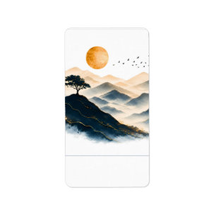Golden Sun Mountains Landscape Mailing Label