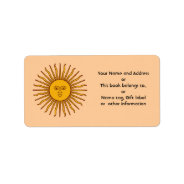 Golden Sun Of Argentina Flag Name Address Labels at Zazzle