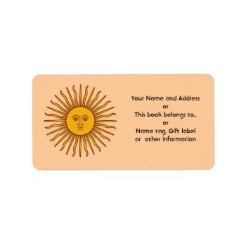 Golden Sun Of Argentina Flag Name Address Labels by DigitalDreambuilder at Zazzle