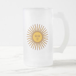 Golden Sun of May Argentina Flag Drinks Glass Frosted Glass Beer Mug