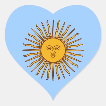 Golden Sun Of May Argentina Flag Heart Stickers by DigitalDreambuilder at Zazzle