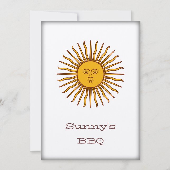 Golden Sun of May BBQ Party Invite (Front)