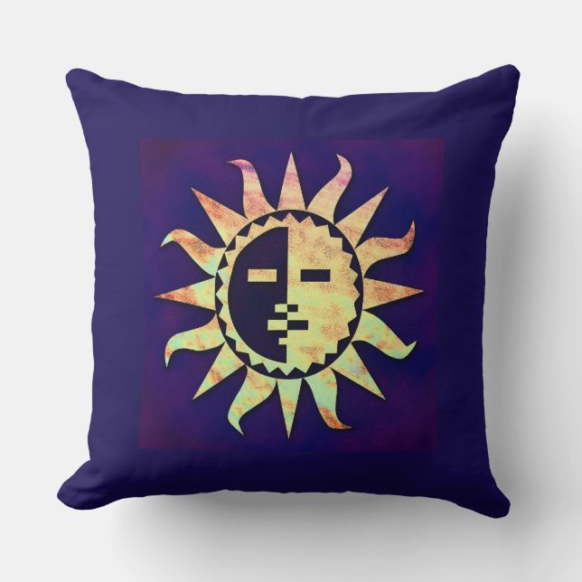 Golden Sun on Purple Throw Pillow (Front)