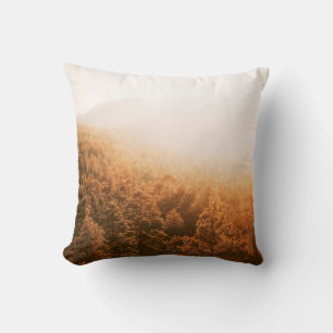 GOLDEN SUN OVER A FOREST THROW PILLOW