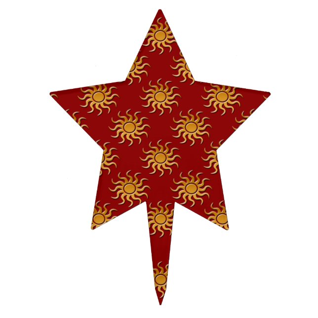 Golden Sun Pattern by Shirley Taylor Cake Topper (Front)