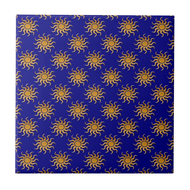 Golden Sun Pattern by Shirley Taylor Ceramic Tile (Front)