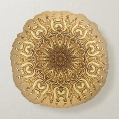 Golden Sun Round Pillow