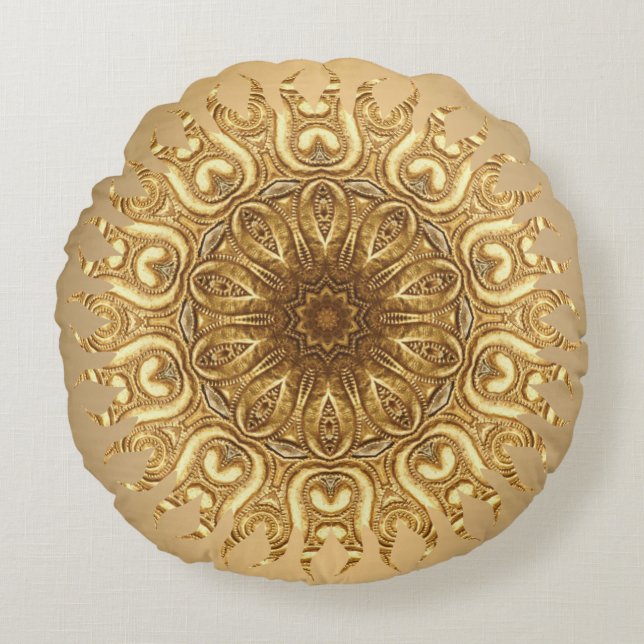 Golden Sun Round Pillow (Front)