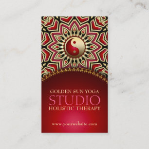 Golden Sun Yoga Reiki Balance Red Business Cards