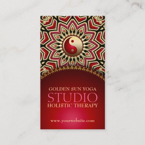 Golden Sun Yoga Reiki Balance Red Business Cards