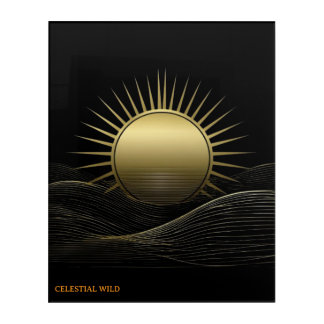Golden Sunburst Celestial Wall Art Acrylic Gift