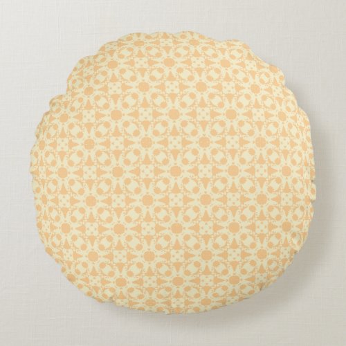 Golden Sunburst Geometric Round Pillow