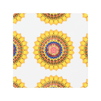 Golden sunburst metal print