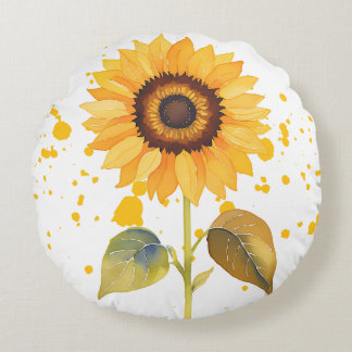 Golden Sunburst Round Pillow