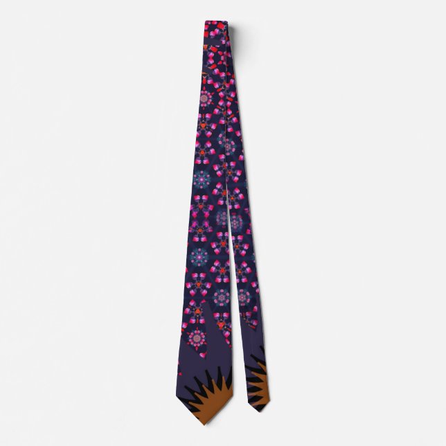 Golden Sunburst tipped geometric dark magenta Neck Tie (Front)