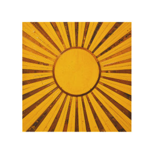 Golden Sunburst Wood Wall Art