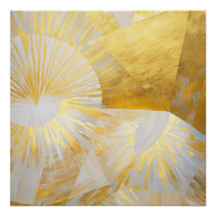 Golden Sunbursts in Silver Dawn Poster