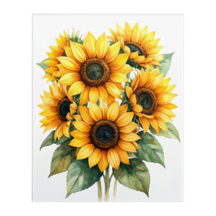 Golden Sunflower Bloom Acrylic Wall Art