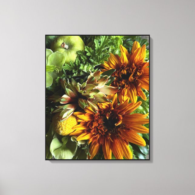 Golden Sunflower Botanical Art Canvas Print (Front)