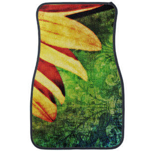 Golden Sunflower Brocade Car Mats