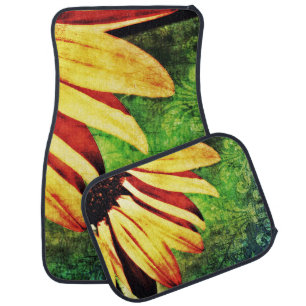 Golden Sunflower Brocade Car Mats