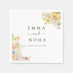 Golden Sunflower butterfly Meadow Wedding Napkins