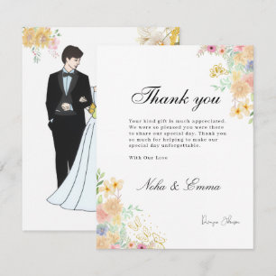 Golden Sunflower butterfly Meadow Wedding Note Card