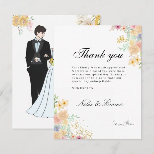Golden Sunflower butterfly Meadow Wedding Note Card