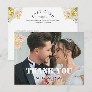 Golden Sunflower butterfly Meadow Wedding Postcard
