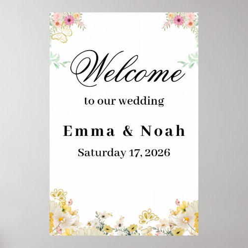 Golden Sunflower butterfly Meadow welcome sign