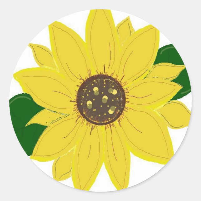 Golden Sunflower Classic Round Sticker (Front)