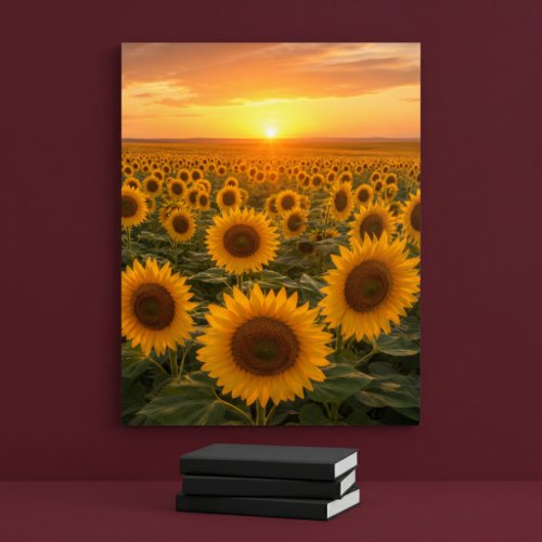 Golden Sunflower Field at Sunset Acrylic Print