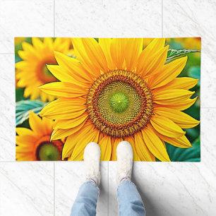 Golden Sunflower Field Serenity Design Doormat