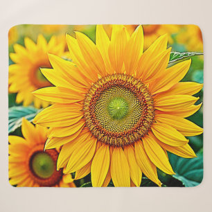 Golden Sunflower Field Serenity Design Sherpa Blanket