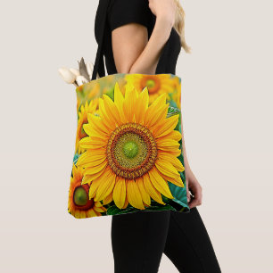 Golden Sunflower Field Serenity Design Tote Bag