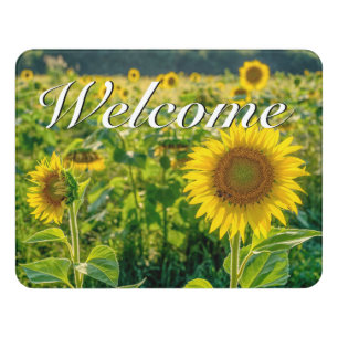 Golden Sunflower Field Welcome Door Sign