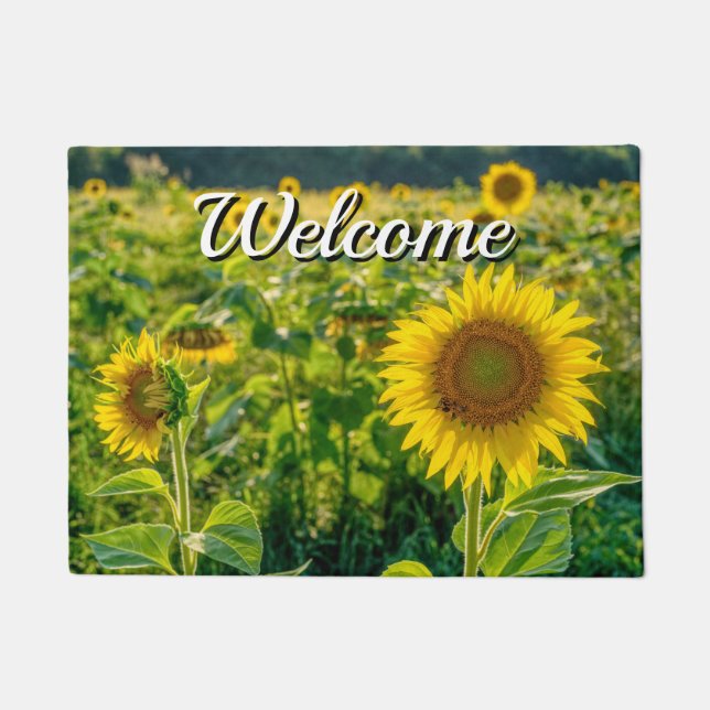 Golden Sunflower Field Welcome Doormat (Front)