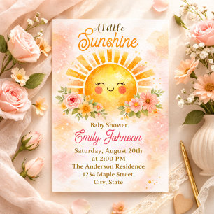 Golden Sunflower Floral Girl Design Invitation
