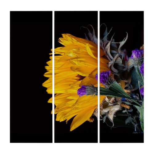 Golden Sunflower_ Garden Flora Design    Triptych