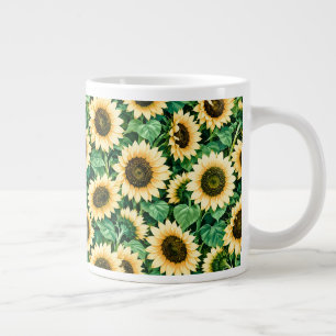 Golden Sunflower Garden Giant Coffee Mug