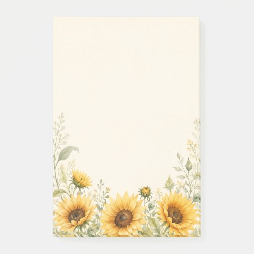 Golden Sunflower Garden Watercolor Post-it Notes