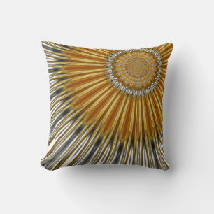Golden Sunflower Geometric Flower Decor Cushion