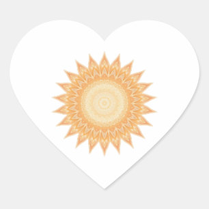 "Golden Sunflower Mandala – Light Within You" Heart Sticker